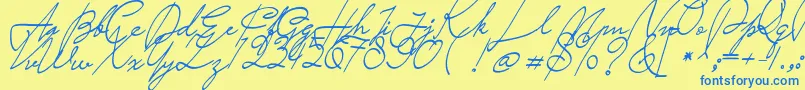 Saturday Night Font – Blue Fonts on Yellow Background