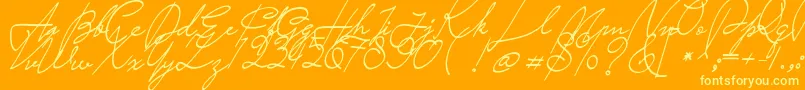 Saturday Night-Schriftart – Gelbe Schriften auf orangefarbenem Hintergrund