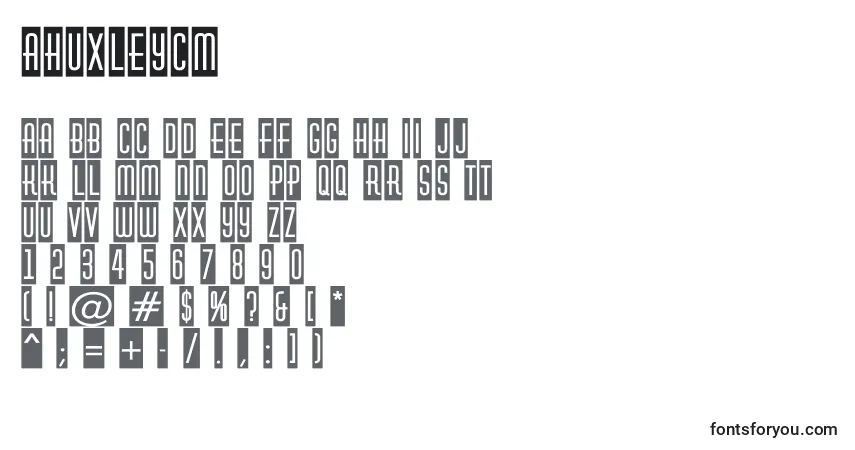 Schriftart AHuxleycm – Alphabet, Zahlen, spezielle Symbole