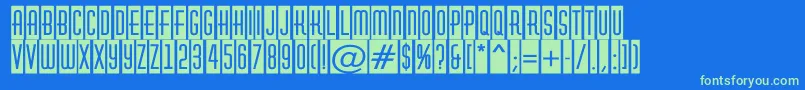 AHuxleycm-Schriftart – Grüne Schriften auf blauem Hintergrund