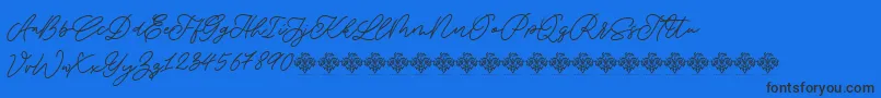 SaturdayChampagneDemo Regular-Schriftart – Schwarze Schriften auf blauem Hintergrund