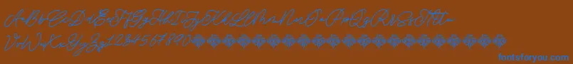 SaturdayChampagneDemo Regular-Schriftart – Blaue Schriften auf braunem Hintergrund