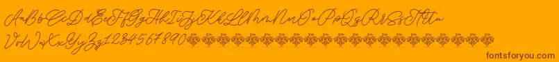 SaturdayChampagneDemo Regular-Schriftart – Braune Schriften auf orangefarbenem Hintergrund
