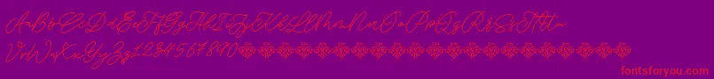 SaturdayChampagneDemo Regular-Schriftart – Rote Schriften auf violettem Hintergrund