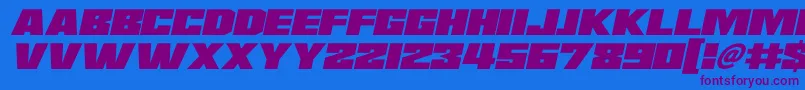 Czcionka Saturn 3 Italic – fioletowe czcionki na niebieskim tle