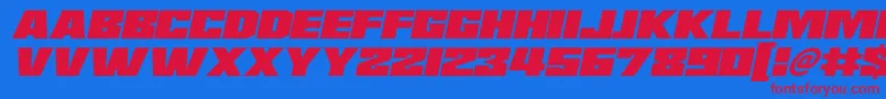 Saturn 3 Italic Font – Red Fonts on Blue Background