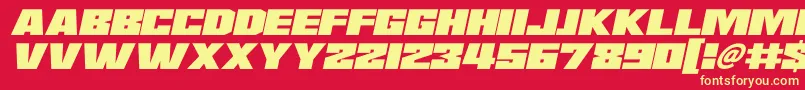 Saturn 3 Italic Font – Yellow Fonts on Red Background
