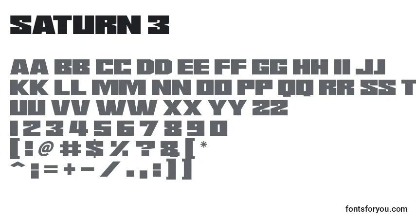 A fonte Saturn 3 – alfabeto, números, caracteres especiais