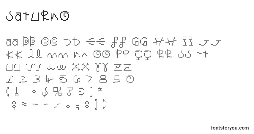 Schriftart Saturno (139687) – Alphabet, Zahlen, spezielle Symbole