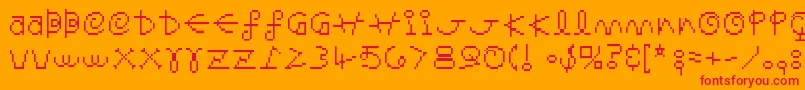 Saturno Font – Red Fonts on Orange Background
