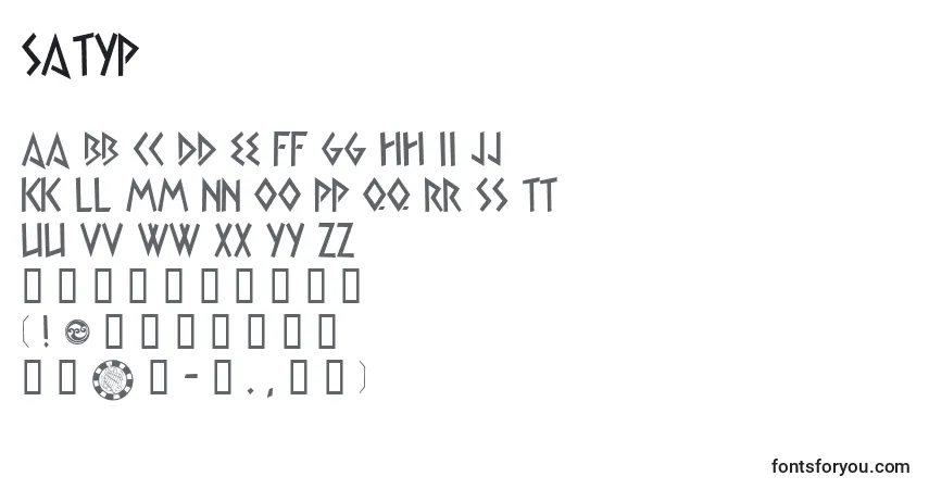 A fonte SATYP    (139688) – alfabeto, números, caracteres especiais