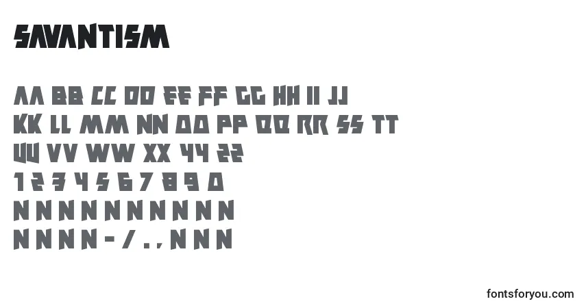 Schriftart Savantism (139690) – Alphabet, Zahlen, spezielle Symbole