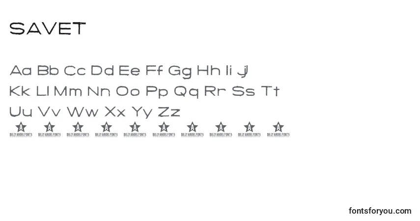 Schriftart SAVET    (139692) – Alphabet, Zahlen, spezielle Symbole