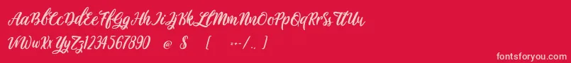 Sawasdee-Schriftart – Rosa Schriften auf rotem Hintergrund