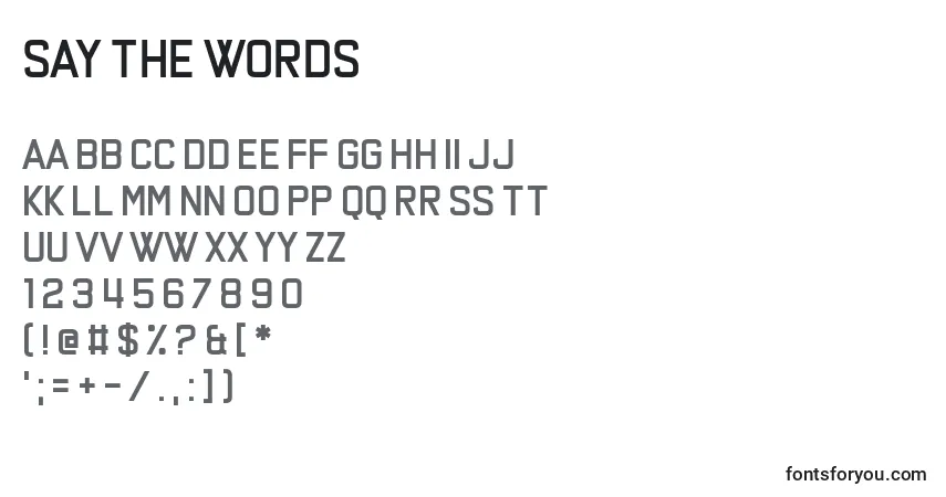 Schriftart Say the Words – Alphabet, Zahlen, spezielle Symbole