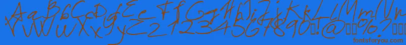 Sayano Script Font-Schriftart – Braune Schriften auf blauem Hintergrund