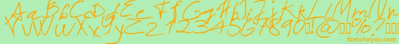 Sayano Script Font Font – Orange Fonts on Green Background