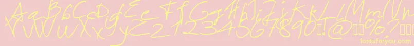 Sayano Script Font Font – Yellow Fonts on Pink Background