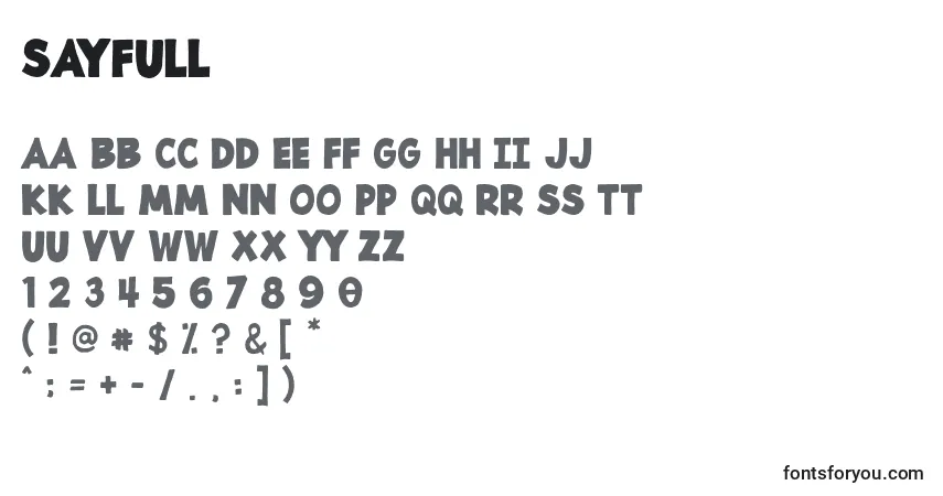 Czcionka Sayfull – alfabet, cyfry, specjalne znaki