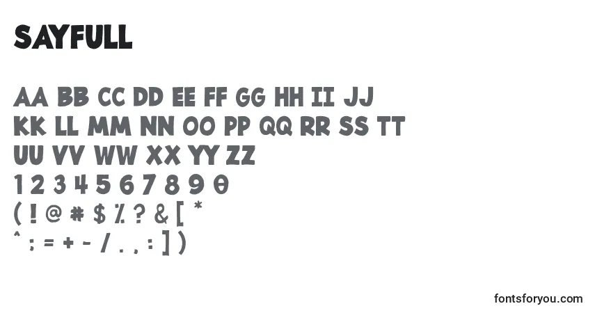 Schriftart Sayfull (139699) – Alphabet, Zahlen, spezielle Symbole