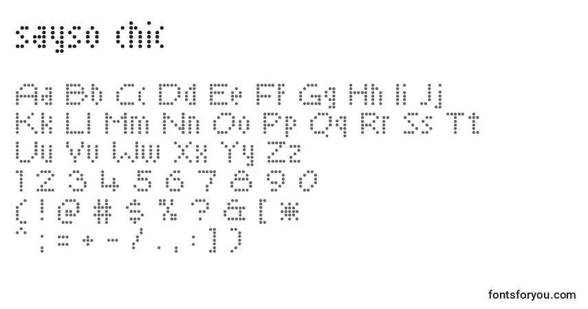Schriftart Sayso chic – Alphabet, Zahlen, spezielle Symbole