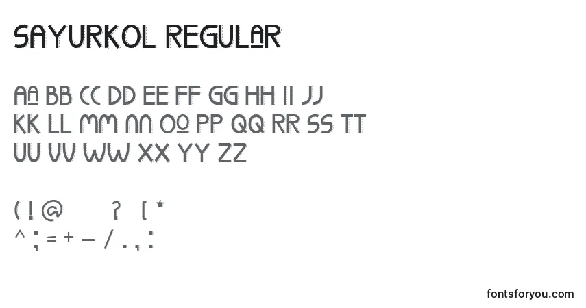 A fonte SAYURKOL Regular – alfabeto, números, caracteres especiais