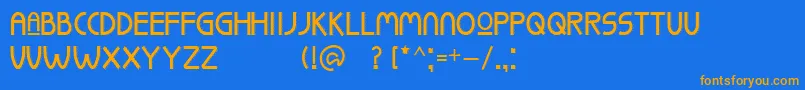 フォントSAYURKOL Regular – オレンジ色の文字が青い背景にあります。