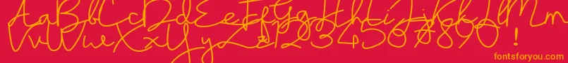 フォントsayyidati demo – 赤い背景にオレンジの文字