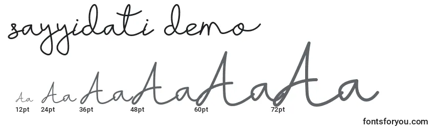 Размеры шрифта Sayyidati demo