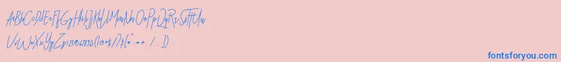 Sbastian-Schriftart – Blaue Schriften auf rosa Hintergrund