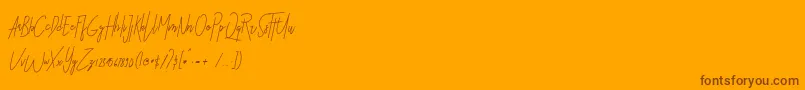 Sbastian-Schriftart – Braune Schriften auf orangefarbenem Hintergrund