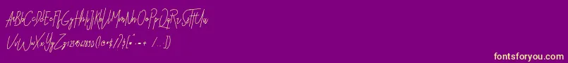 フォントSbastian – 紫の背景に黄色のフォント