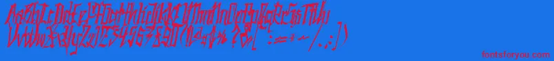 SC Kingston-Schriftart – Rote Schriften auf blauem Hintergrund