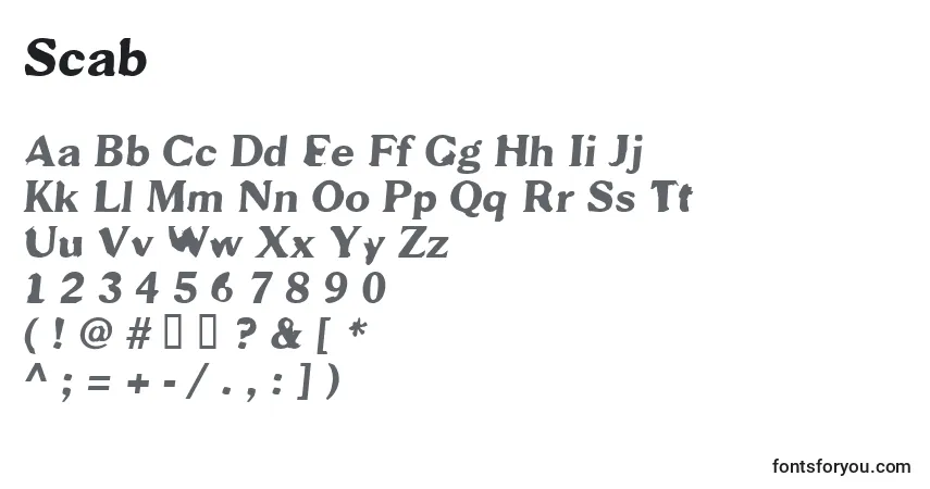 Czcionka Scab (139710) – alfabet, cyfry, specjalne znaki