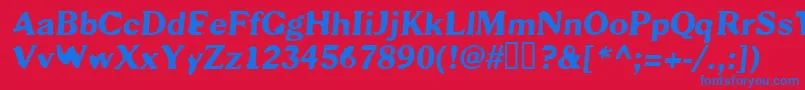 Scab-Schriftart – Blaue Schriften auf rotem Hintergrund