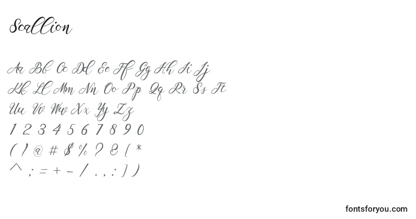 Fuente Scallion - alfabeto, números, caracteres especiales