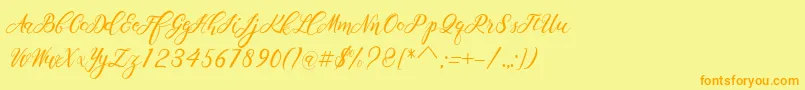 Scallion-Schriftart – Orangefarbene Schriften auf gelbem Hintergrund