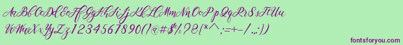 Scallion Font – Purple Fonts on Green Background