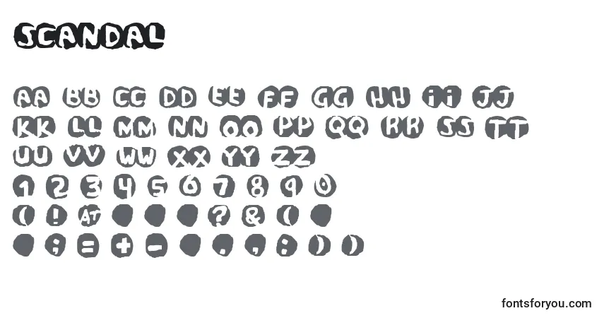 Шрифт Scandal (139713) – алфавит, цифры, специальные символы