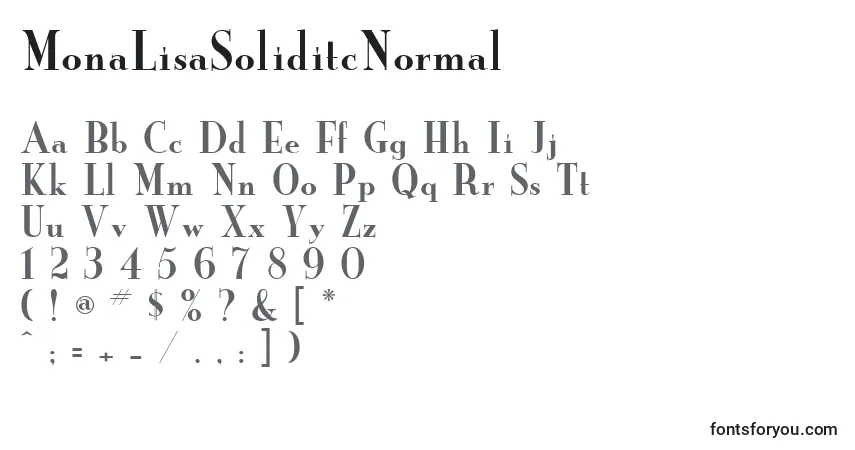 A fonte MonaLisaSoliditcNormal – alfabeto, números, caracteres especiais