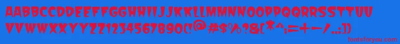 Czcionka Scarify Italic – czerwone czcionki na niebieskim tle