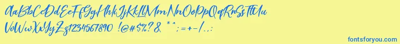 Scarlet Pen Font – Blue Fonts on Yellow Background