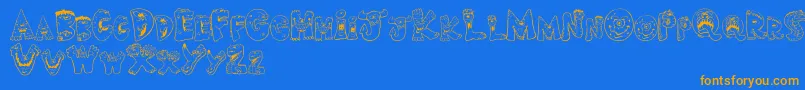 SCARM   -Schriftart – Orangefarbene Schriften auf blauem Hintergrund