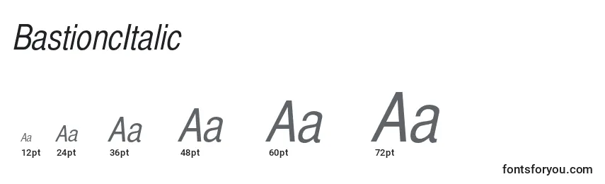 Размеры шрифта BastioncItalic