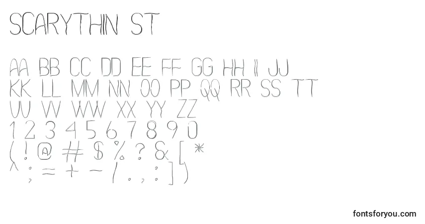 Schriftart Scarythin St – Alphabet, Zahlen, spezielle Symbole