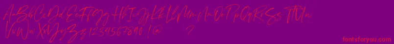 Scatter ink-Schriftart – Rote Schriften auf violettem Hintergrund