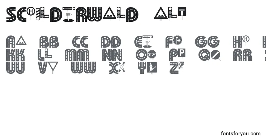 Шрифт Schilderwald alt – алфавит, цифры, специальные символы