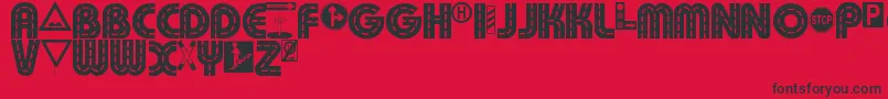 Schilderwald alt-Schriftart – Schwarze Schriften auf rotem Hintergrund