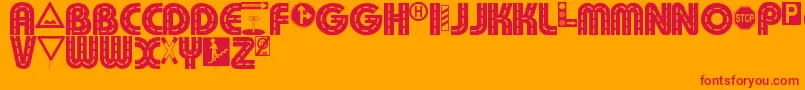Schilderwald alt Font – Red Fonts on Orange Background