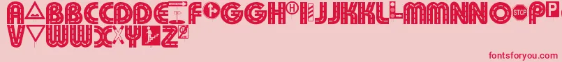 Schilderwald alt-Schriftart – Rote Schriften auf rosa Hintergrund